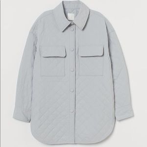 H&M Quilted Shirt Jacket, Light Grey, Large
